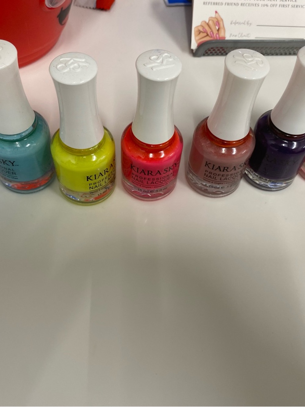 Kiara Bright Neon Nail Polish Set — Yellow, Coral, Pink, Teal, Purple